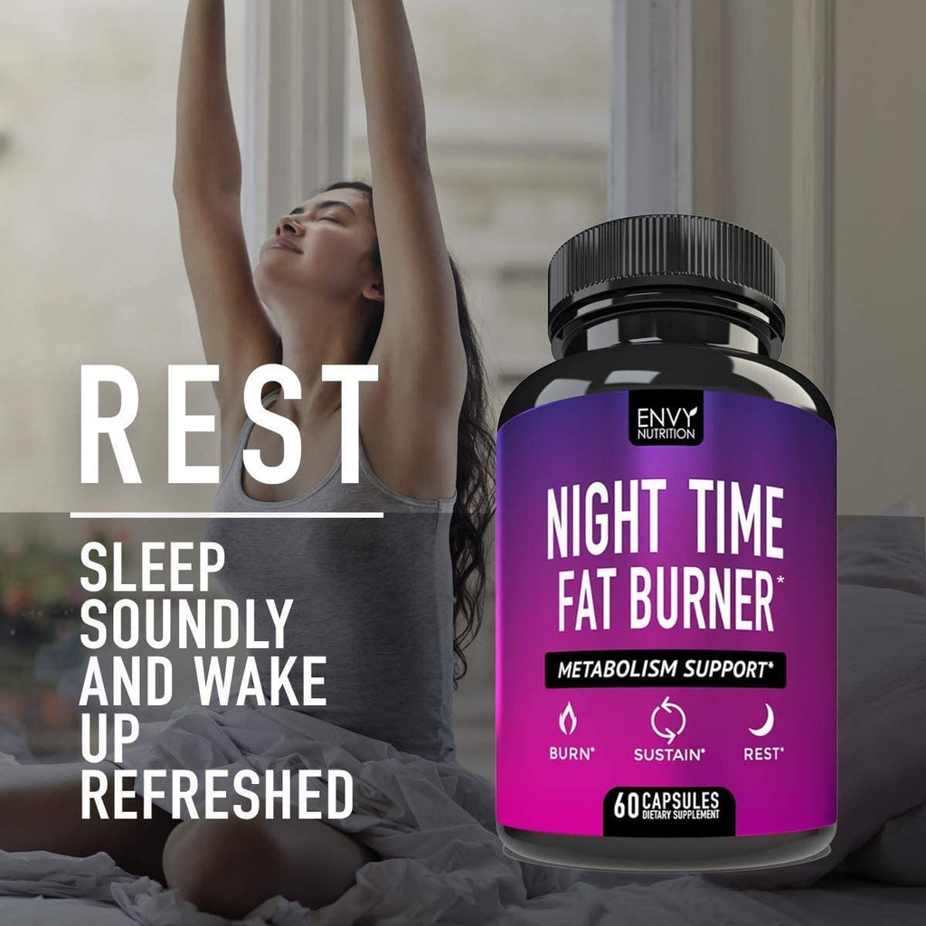 Night Time Fat Burner - Metabolism Support, Appetite Suppressant and Weight Loss Diet Pills for Men and Women - 60 Capsules