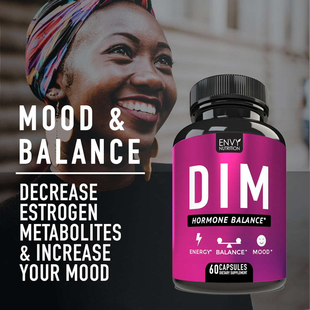DIM - Hormone Balance Supplement for Men and Women - Estrogen Metabolism, Menopause Relief, Energy & Mood - 60 Day Supply - 60 Capsules