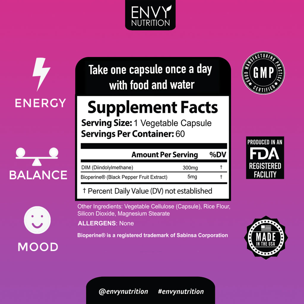Estrogen Balance - Hormone Balance for Women with DIM- Menopause Relief, Estrogen Blocker and Hormonal Acne Treatment - Plus BioPerine - 60 Capsules