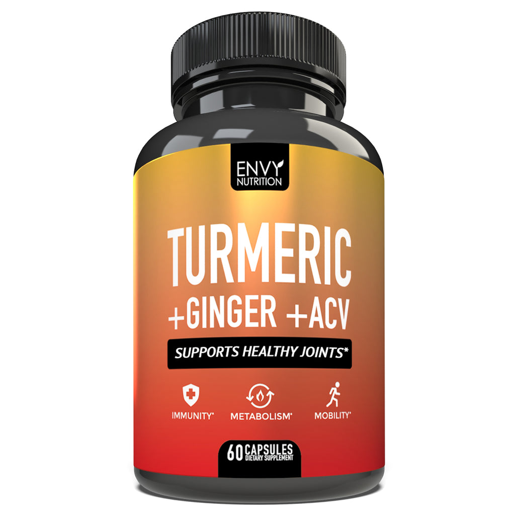 Turmeric and Ginger with Apple Cider Vinegar - Boost Immunity, Metabolism, and Mobility with 95% Curcuminoids - Bioperine & Curcumin for Enhanced Absorption - 60 Capsules